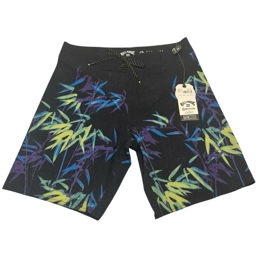 Billabong Boardshorts Slim 30 Black Bamboo Print Surf Core Spring Swim